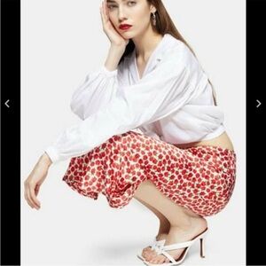 Topshop Floral Red Midi Skirt - Lightweight Summer Style